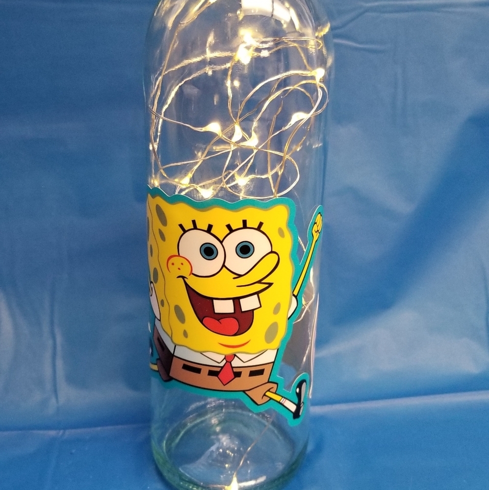 Lighted Spongebob and Gary wine bottle